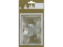 Weihnachtsdeko Saugnäpfe-Set mit Haken Ø 8 cm Transparent 2 Stück