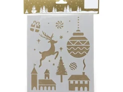 Weihnachts-Deko Schablonen Weihnachtsmotive aus Kunststoff Gold 2 Stück