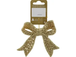 Weihnachts-Deko Schleife zum Hängen aus Kunststoff 11 cm x 9,8 cm Gold