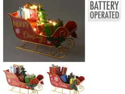 Weihnachts-Deko Schlitten 20 LED Warmweiß 27 x 10 x 20 cm Rot 2-fach Sortiert