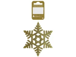 Weihnachts-Deko Schneeflocke zum Hängen aus Kunststoff 10 cm Gold Glitter