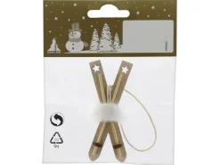Weihnachts-Deko Ski aus Holz 3 cm x 7,4 cm x 0,5 cm Natur