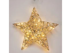 Weihnachts-Deko Stern Eisen 20 LEDs Warmweiß 30 x 8 x 30 cm Gold