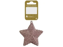 Weihnachts-Deko Stern zum Hängen aus Kunststoff 7,5 cm Rosa Glitter