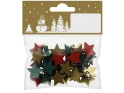 Weihnachts-Deko Sterne aus Holz 2 cm Mehrfarbig 30 Stück