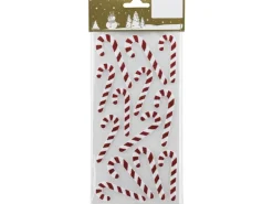 Weihnachts-Deko Sticker Zuckerstangen aus Kunststoff Weiß-Rot 13 Stück