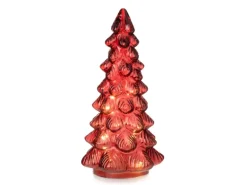 Weihnachts-Deko Tannenbaum aus Glas mit LED und Timer 24 cm Rot