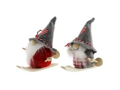 Weihnachtsdeko Wichtel auf Skiern 10 cm Mehrfarbig 2-fach Sortiert
