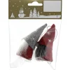 Weihnachts-Deko Wichtel zum Hängen aus Filz Stoff 8 cm Rot-Grau 2 Stück