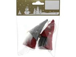 Weihnachts-Deko Wichtel zum Hängen aus Filz Stoff 8 cm Rot-Grau 2 Stück