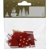 Weihnachts-Deko Wichtel-Set Wäscheleine 8 cm x 10 cm Rot-Weiß 9-teilig