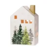 Weihnachts-Deko Windlicht Haus 14,5 cm Weiß-Grün