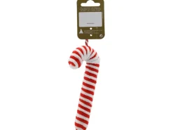 Weihnachts-Deko Zuckerstange zum Hängen aus Polyschaum und Plüsch 13 cm Rot-Weiß