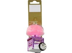 Weihnachts-Deko Zuckerwattewagen zum Hängen aus Glas 5,5 cm x 9 cm Lila-Pink