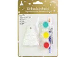 Weihnachtsdekoration Baum aus Gips zum Bemalen mit Farben und Pinsel