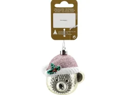 Weihnachtsdekoration Bärenkopf zum Aufhängen Rosa