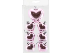 Weihnachtsdekoration Herzen aus Kunststoff Rosa 7 Stück