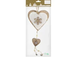 Weihnachtsdekoration Herz-Holzhänger mit Kunstfell