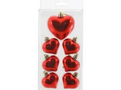 Weihnachtsdekoration Herzen aus Kunststoff Rot 7 Stück