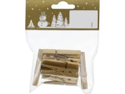 Weihnachtsdekoration Holzklammern-Set Gold 12 Stück
