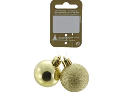 Weihnachtsdekoration Kugeln aus Kunststoff 2er-Pack Ø 4 cm Gold Glänzend/Glitter