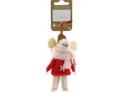 Weihnachtsdekoration Maus aus Filz Rot-Rosa