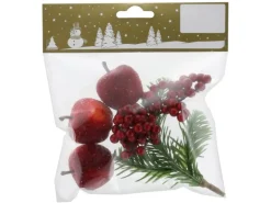 Weihnachtsdekoration Äpfel mit Beeren und Tannenzweig 3 Stück