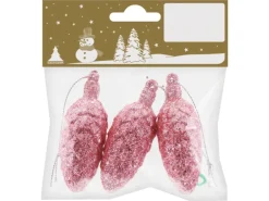 Weihnachtsdekoration Tannenzapfen aus Kunststoff Rosa 3 Stück