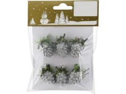Weihnachtsdekoration Zapfen Silber 6 Stück