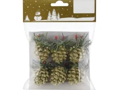 Weihnachtsdekoration Zapfen Gold 6 Stück
