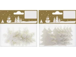 Weihnachtshänger Kristalle und Tannenbäume in Weiss 8er Pack je ca. 5,5 cm