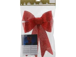 Weihnachtshänger Schleife aus Kunststoff mit LED-Lichtern Rot