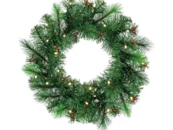 Weihnachtskranz mit LED-Beleuchtung Ø 45 cm x 10 cm Grün