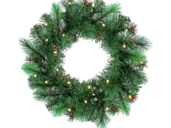 Weihnachtskranz mit LED-Beleuchtung Ø 45 cm x 10 cm Grün