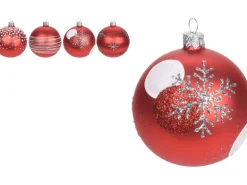 Weihnachtskugel Ø 6 cm Rot-Silber 4-fach sortiert