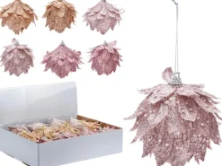 Weihnachtskugel Blatt Polyester Ø 8 cm 2-fach sortiert