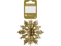 Weihnachtskugel 3D-Schneeflocke Glitter Gold 10 cm