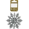Weihnachtskugel 3D-Schneeflocke Glitter Silber 10 cm