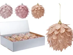 Weihnachtskugel im Blattdesign Ø 10 cm 3-fach sortiert