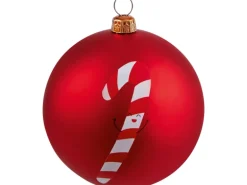 Weihnachtskugel mit Bemalung Rot Zuckerstange