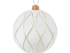 Weihnachtskugel mit Bemalung Champagner