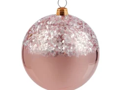Weihnachtskugel mit Glitzer Rosa
