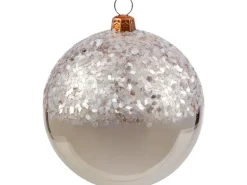 Weihnachtskugel mit Glitzer Champagnerfarben