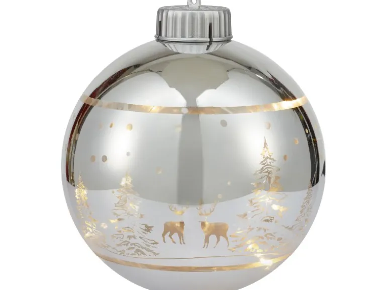 Weihnachtskugel mit Motiv inkl. LED Warmweiß Ø 15 cm 6-fach sortiert