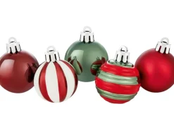 Weihnachtskugel-Set Ø 4 cm 30-teilig im amerikanischen Stil Rot-Weiß-Grün