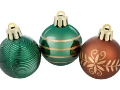 Weihnachtskugel-Set Ø 4 cm 7-teilig Braun-Grün