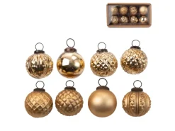 Weihnachtskugel-Set aus Glas Ø 8 cm Gold Glänzend u. Matt 8-teilig