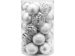 Weihnachtskugel-Set Ornament 25-teilig Ø 6 cm Silber