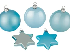 Weihnachtskugel-Set Sterne 50-teilig Hellblau