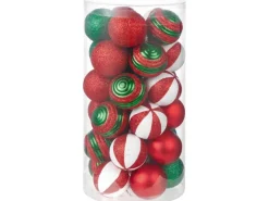 Weihnachtskugel-Set 30-teilig Rot/Weiß/Grün